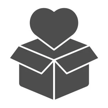 Cardboard box with heart solid icon. Package and heart vector illustration イラスト素材