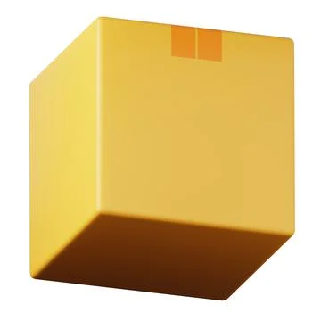 Cardboard box high quality 3d render illustration icon for delivery app or Stock Illustration