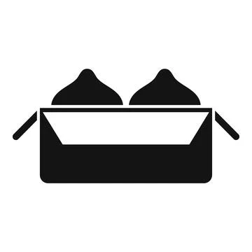 Cardboard box holding two round objects icon Stock Illustration