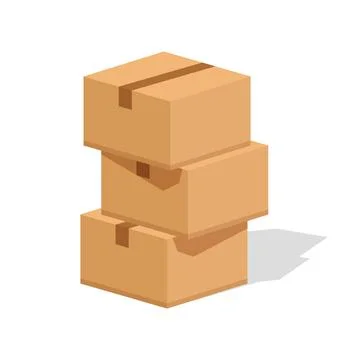 Cardboard box icon in flat style. Package vector illustration on isolated b.. 스톡 일러스트