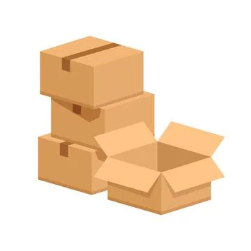 Cardboard box icon in flat style. Package vector illustration on isolated b.. イラスト素材