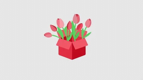 Cardboard box inside flower concept icon loop animation video with alpha ch.. Stock Footage 277183899