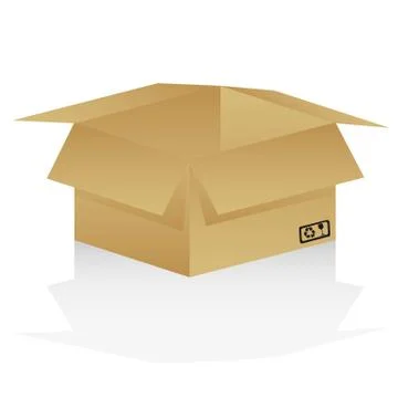 Cardboard box, isolated on white background Stock Illustration