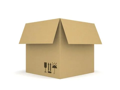 Cardboard box isolated on white background 2 Stock Illustration