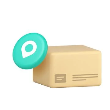 Cardboard box with location pin for package delivery shipping logistics track 스톡 일러스트
