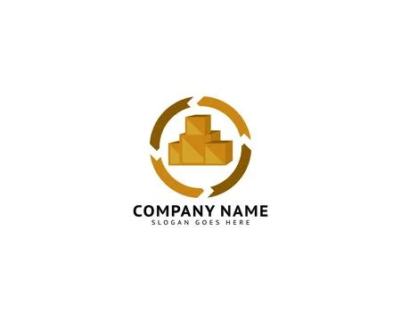 Cardboard Box Logo Template Design Stock Illustration