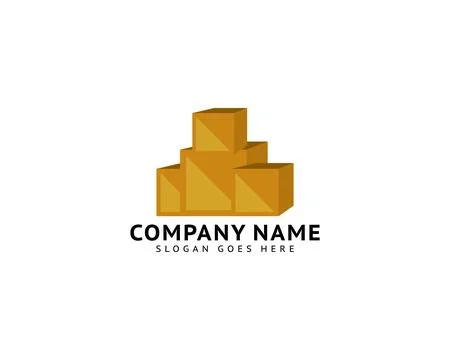 Cardboard Box Logo Template Design Stock Illustration