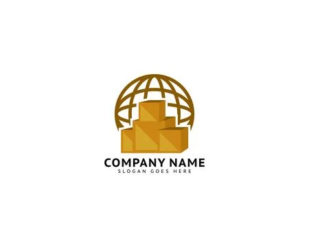Cardboard Box Logo Template Design Stock Illustration