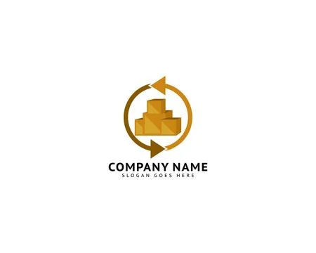Cardboard Box Logo Template Design Stock Illustration