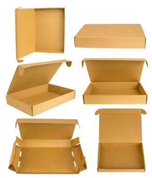 Cardboard box mockup set Stock Photos