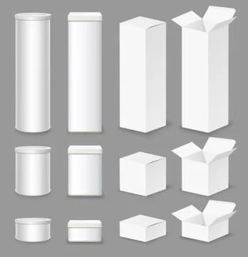 Cardboard box mockup set, vector isolated illustration Stock Illustration