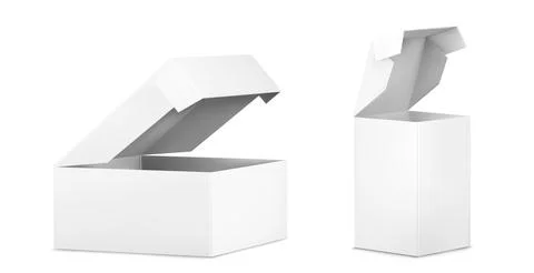 Cardboard box mockups set Stock Illustration