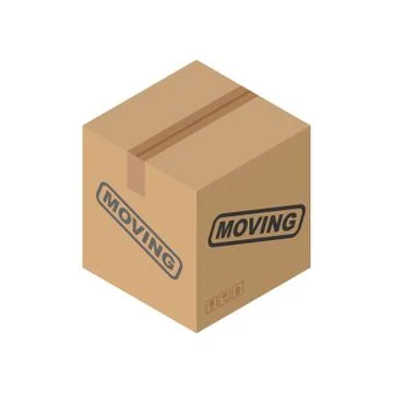 Cardboard box Moving isolated. pasteboard case on white background Stock Illustration