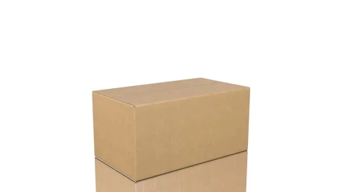 Cardboard Box Moving on Mirror Surface, Opening and Closing with Alpha Mask Stock Footage 114972243