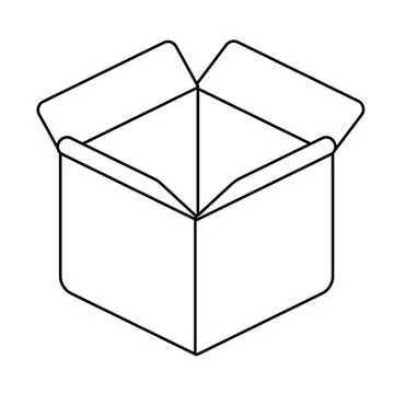 Cardboard box open , line style icon Illustrazione stock