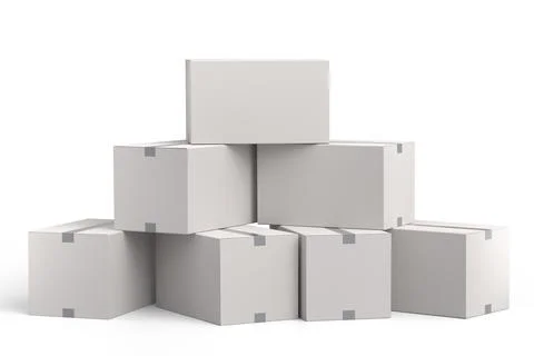 Cardboard box or carton on white background, carrying parcel and online shopp Stock Illustration