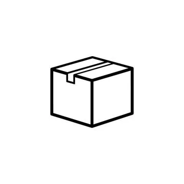 Cardboard box outline, simple icon for shipping and delivery, logistics Stock Illustration