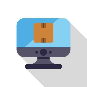 Cardboard box package displaying on computer monitor screen, online shoppin.. Stock Illustration