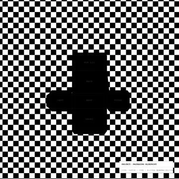 Cardboard Box Packaging Blueprint with Checkerboard Background Stock Illustration