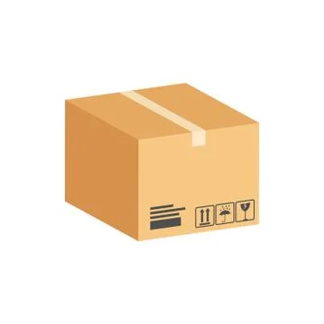Cardboard Box, Parcel symbol. Flat Isometric Icon or Logo. 3D Style Pictogram Illustration