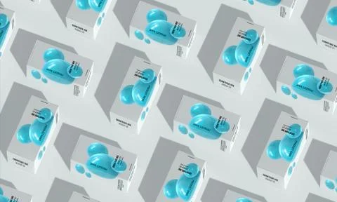 Cardboard box. Pattern of realistic paper packages with brand identity for Stock Illustration