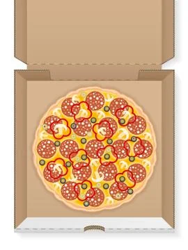 Cardboard box with pizza Stock Illustration