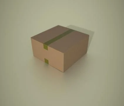 Cardboard Box Plain Brown Perspective 3D render Stock Illustration