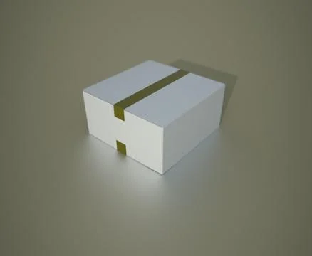 Cardboard Box Plain White Perspective 3D render Stock Illustration