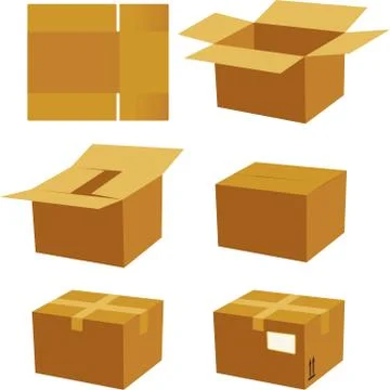 Cardboard box process for mounting and send. Stock Illustration