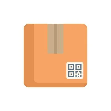 Cardboard box with qr code for tracking showing digital package delivery Stock Illustration