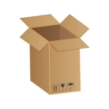 Cardboard box realistic vector illustration isolated on white background Stock Illustration