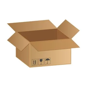Cardboard box realistic vector illustration isolated on white background Stock Illustration