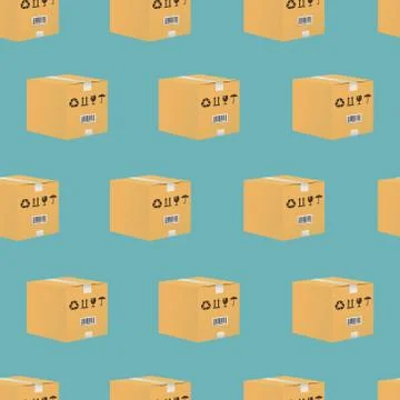 Cardboard box seamless pattern Illustrazione stock