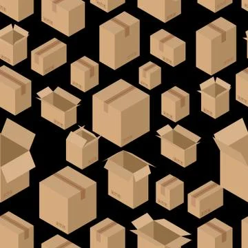 Cardboard box seamless pattern. Paper packaging background Stock Illustration