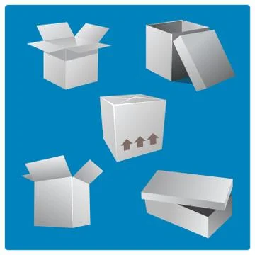 Cardboard Box Set Stock Illustration