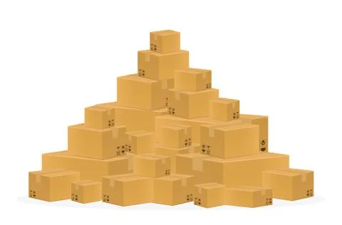 Cardboard box set 스톡 일러스트