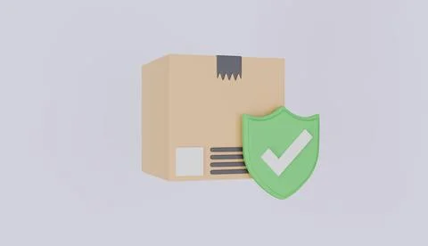 Cardboard box with shield, delivery package, shipping box, Transportation Stock Illustration