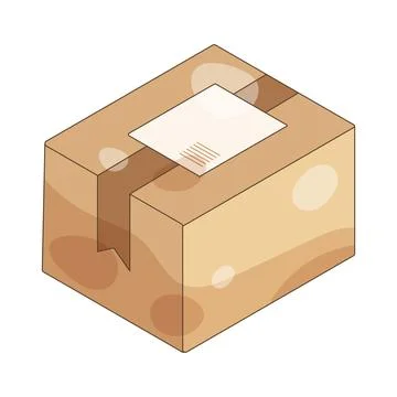 Cardboard box with shipping label Ilustração Stock