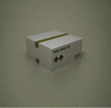 Cardboard Box This SIde Up White Perspective Stock Illustration