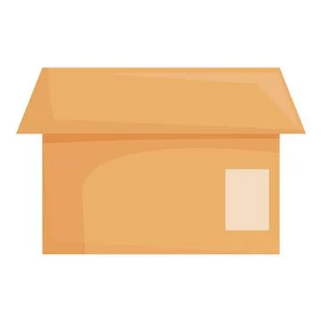 Cardboard box standing open with empty label for shipping 스톡 일러스트