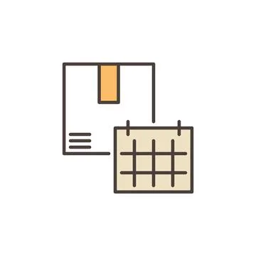 Cardboard Box with Time Table vector concept colored icon Stock Illustration