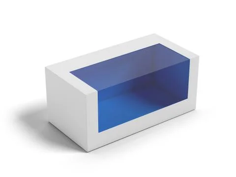 Cardboard Box with a transparent plastic window. Stock Illustration