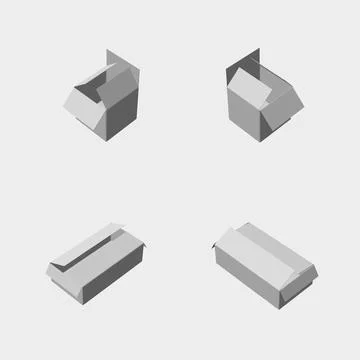 Cardboard box under different angles Stock Illustration