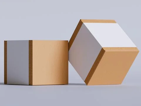Cardboard box on white background blank label, Suitable for packaging mockup Stock Illustration