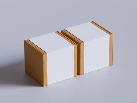 Cardboard box on white background blank label, Suitable for packaging mockup Illustrazione stock