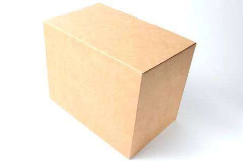 Cardboard box on a white background, isolate, copy space. Stock Photos