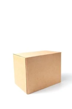 Cardboard box on a white background, isolate, copy space. 스톡 사진