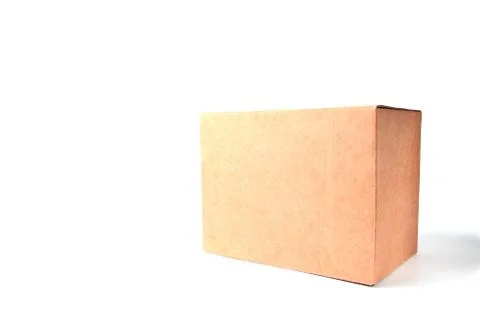Cardboard box on a white background, isolate, copy space. Stock Photos