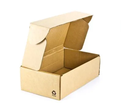 Cardboard box on white background Stock Photos