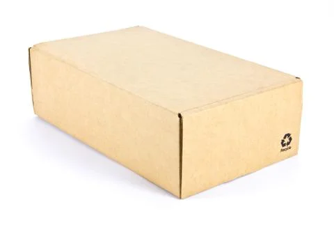Cardboard box on white background Stock Photos
